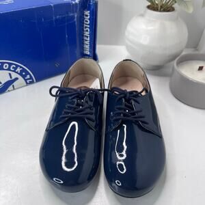 Birkenstock Saunders Patent Leather Clog Navy Women 5/Men 3 EU36 NWB Narrow
